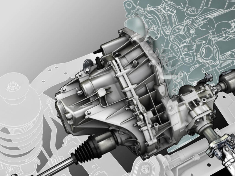 Отбор мощности от 6-ступенчатой КПП к заднему мосту.