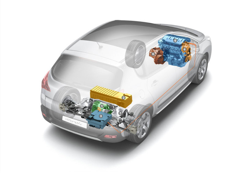 Новый DS5 готовится в серию также и с «гибридным» дизель-электрическим силовым агрегатом HYbrid4:

1 электромотор привода задних колес;
2 тяговая э-батарея;
3 силовая электроника;
4 устройство «старт-стоп» при турбодизеле;
5 ручная 6-ступенчатая КПП;
6 турбодизель Hdi; 
7 задняя подвеска; 
8 передняя подвеска.