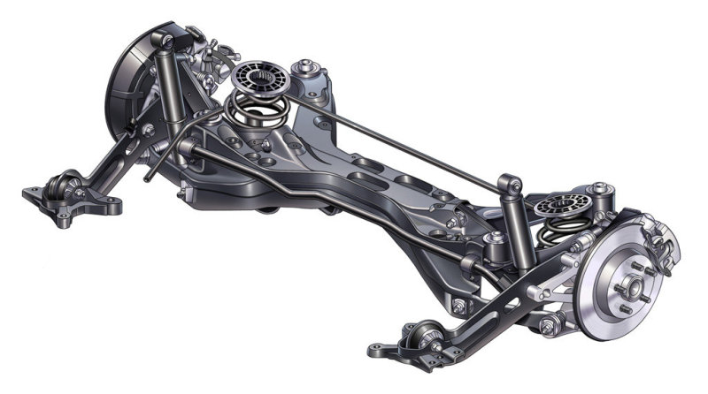 Кинематически совершенная задняя подвеска на двойных поперечных рычагах – залог держания дороги и управляемости седана.