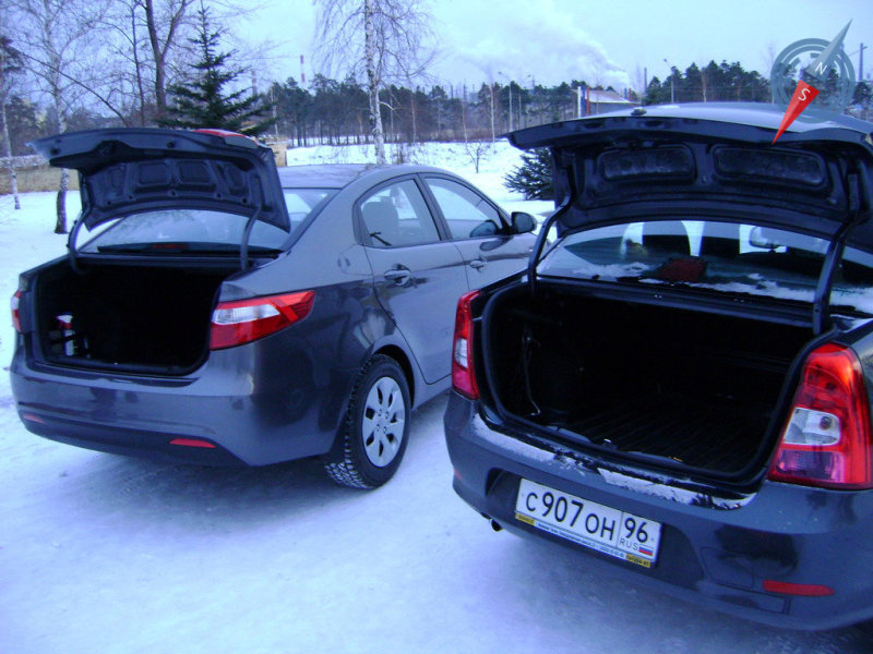 В номинации «лучший багажник» выигрывает  Rio, так как несмотря на то, что он меньше чем у соперника…