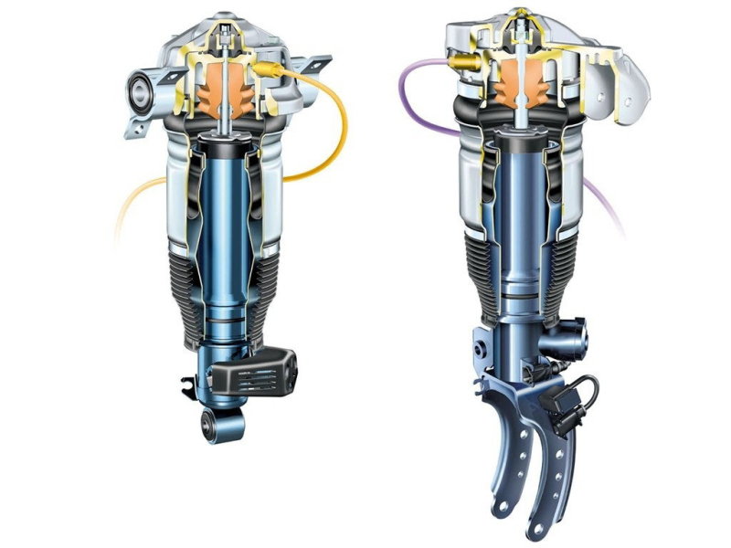 Пневмобаллоны весьма надежны, а вот штуцеры подкачки (выделены желтым цветом), бывает, преподносят сюрпризы.