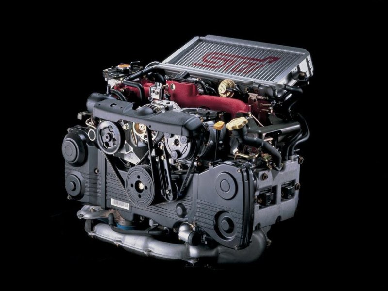 А это самый мощный мотор объемом 2,5 л. с турбиной (300 л.с.) устанавливаемый только на WRX STI.