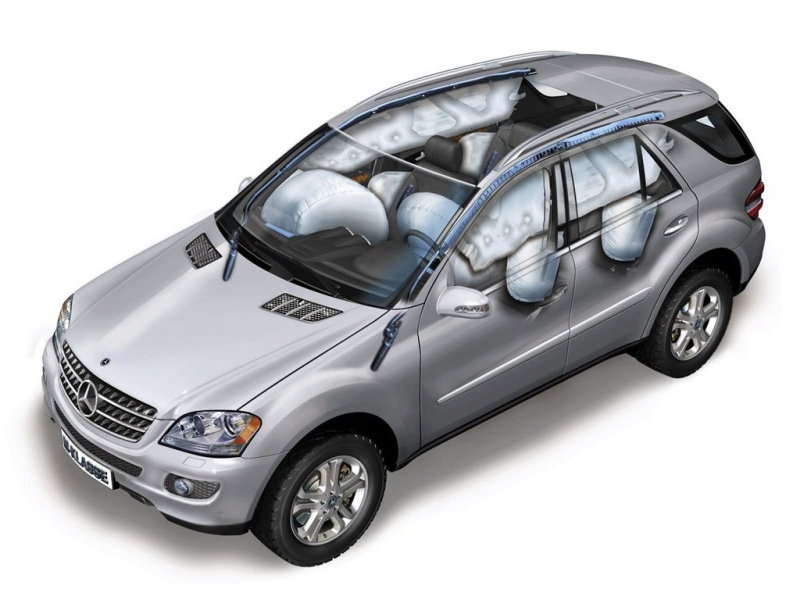 Как и положено автомобилю такого класса,  Mercedes M-klass W164 оборудован полным набором системам активной и пассивной безопасности  
