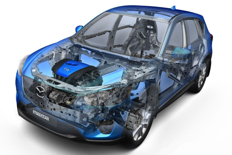 Кузов, интегрированный с жесткой несущей структурой Skyactiv-Body, весит всего лишь 322 кг