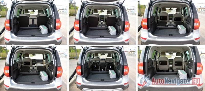 Багажник не просто функциональный, а мультифункциональны. Кроме того, что задний диван состоит из трех отдельных кресел, которые можно складывать или полностью снимать по отдельности, спинка переднего пассажирского сиденья складывается, образуя тем самым единую ровную поверхность, проходящую через багажник и задние сиденья в переднюю часть салона