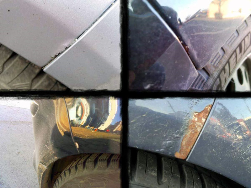 Практически идеальную картину стойкости кузова и лакокрасочного покрытия портят стыки заднего бампера и крыльев. До подобных состояний дефект лучше не запускать