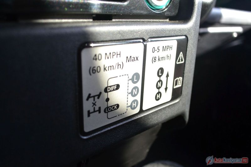 Переключаться можно на ходу, правда, на небольшом. Да и максимальная скорость с заблокированными дифференциалами ограничена… ради безопасности. Традиционно для настоящих внедорожников
