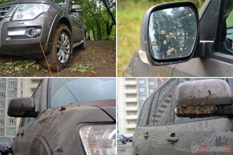 Чтобы вот так замарать Pajero мне пришлось потрудиться. Почти все остается в арках, закидаться комьями грязи для эффектных фотографий очень нелегко