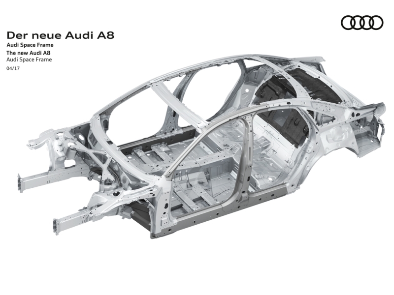 Новое поколение Audi A8 получит кузов из четырех металлов