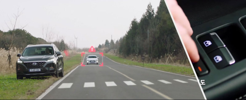 Работа системы Safety Exit Assist, предупреждение о приближении автомобиля сзади
