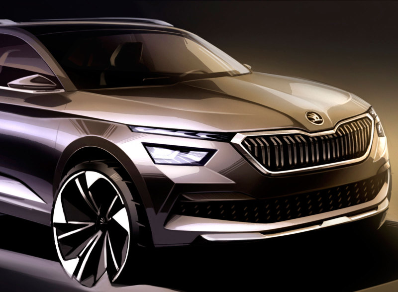Европейский Skoda Kamiq показали на первых эскизах