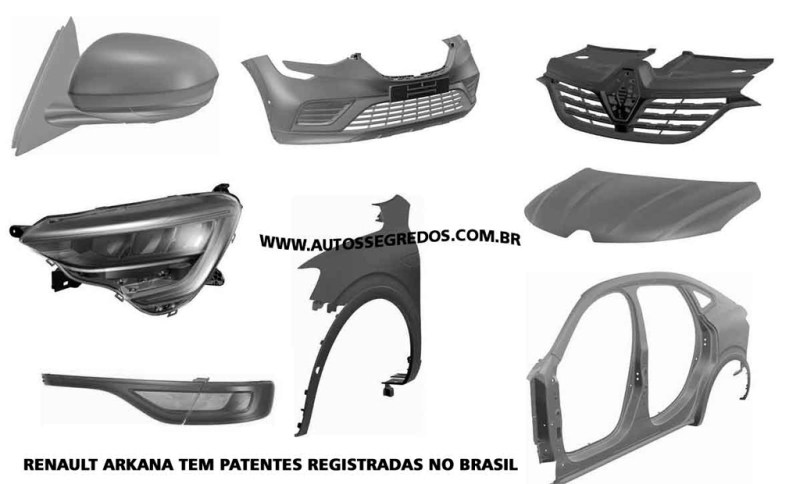 Патентные изображения деталей для серийного Renault Arkana,на них возможно заметить зеркала другой формы