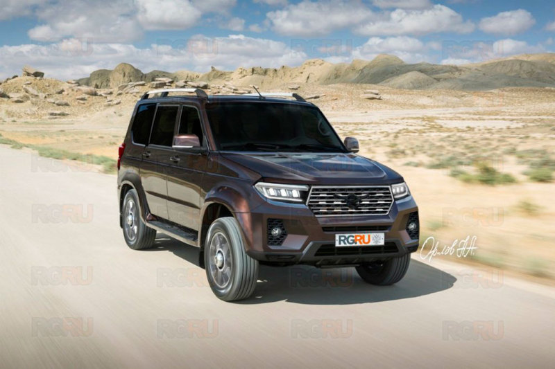 Дизайнерские фантазии на тему УАЗ "Патриот-2", где за основу взято текущее поколение модели